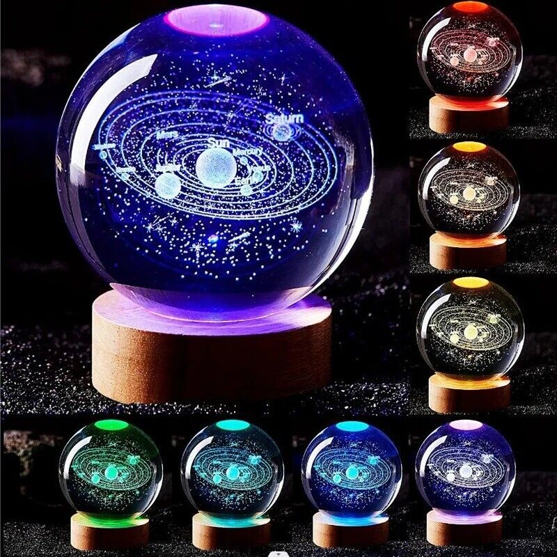 3D Crystal ball Crystal Planet Laser Engraved Solar System Globe Astronomy Gift
