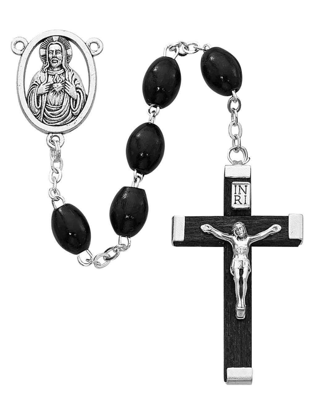 6X8mm Black Wood Rosary Comes in a Plastic Gift Box