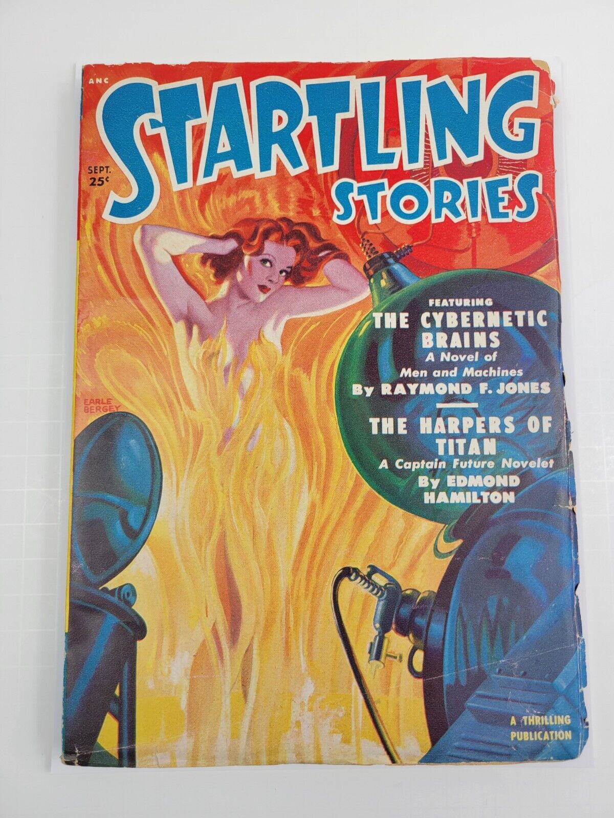 Startling Stories Pulp Magazine September 1950 Earle Bergey Flaming Woman Cover