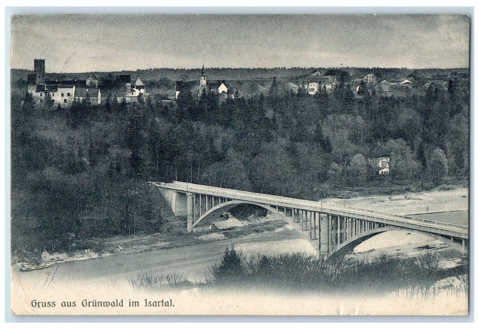 1929 Greetings from Grunwald in the Isar Valley Munich Germany Postcard