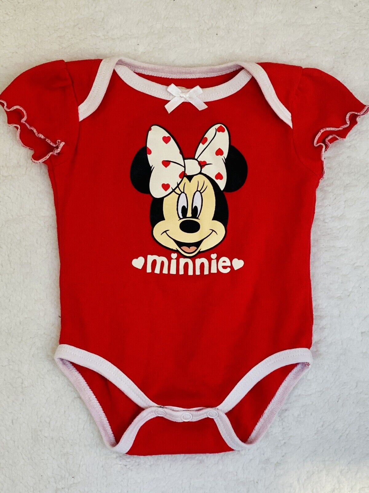 Adorable Infant Girls Red Disney Minie Mouse One Piece Size 0-3 Month