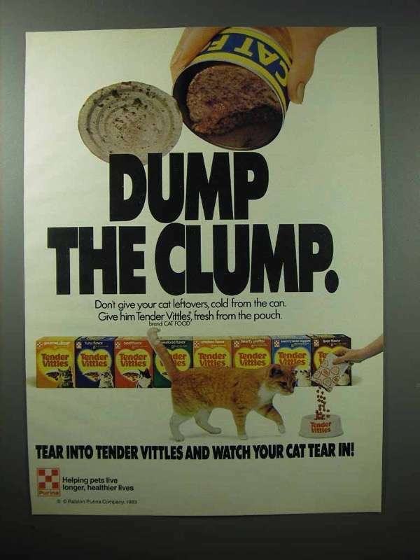 1984 Purina Tender Vittles Cat Food Ad - Dump the Clump