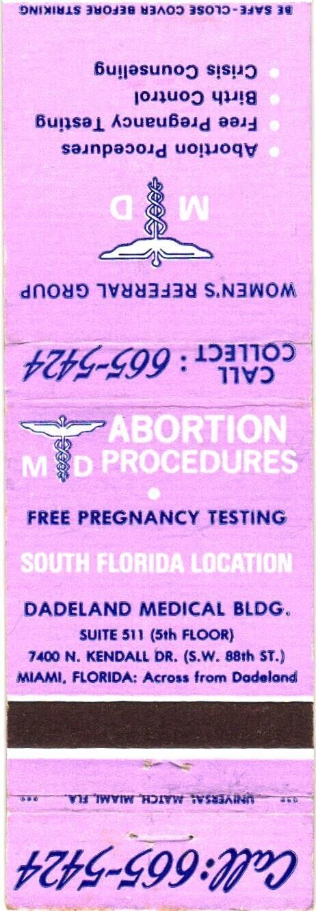 Miami Florida Dadeland Medical Bldg. Birth Control Vintage Matchbook Cover