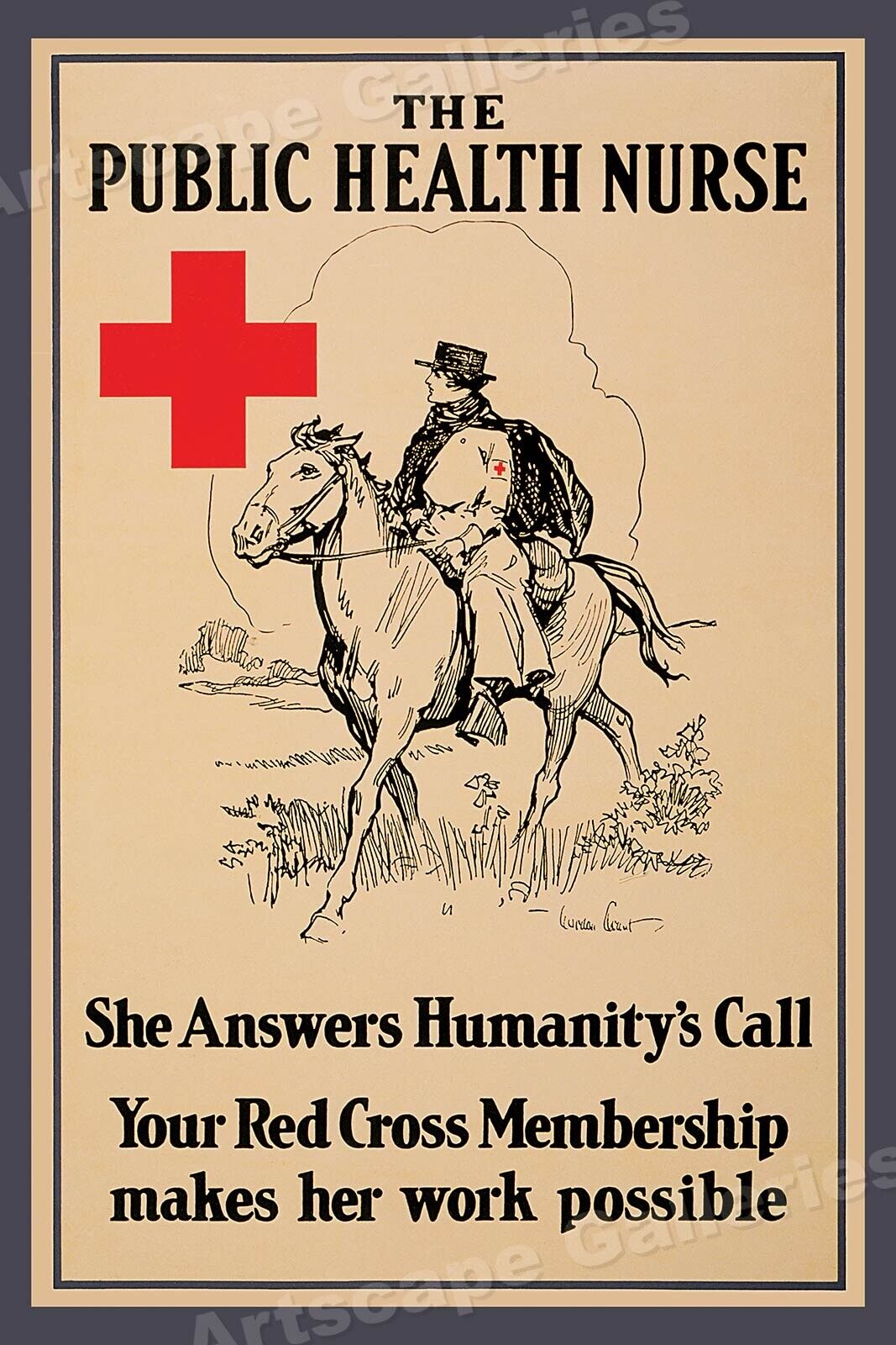 1917 Public Health Nurse - WWI Red Cross Membership Poster - 16x24