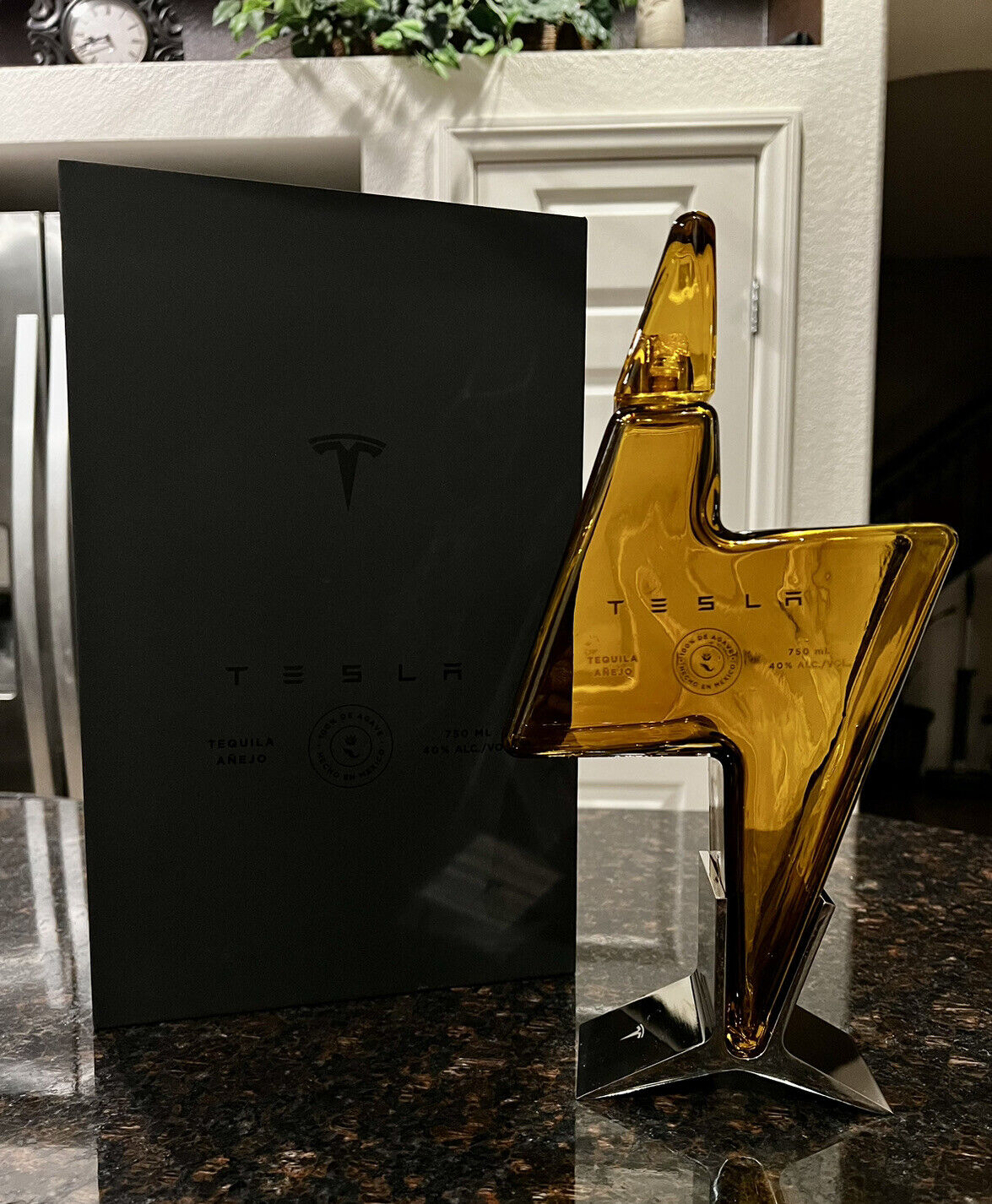 Tesla Tequila Empty Bottle Collectible With Stand And Box (NO ALCOHOL) ⚡️