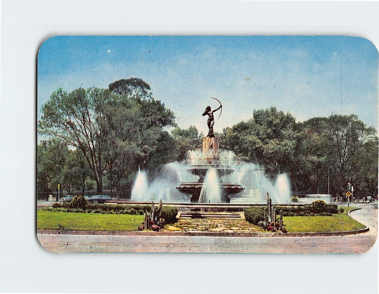Postcard Diana La Cazadora Fountain Mexico City Mexico