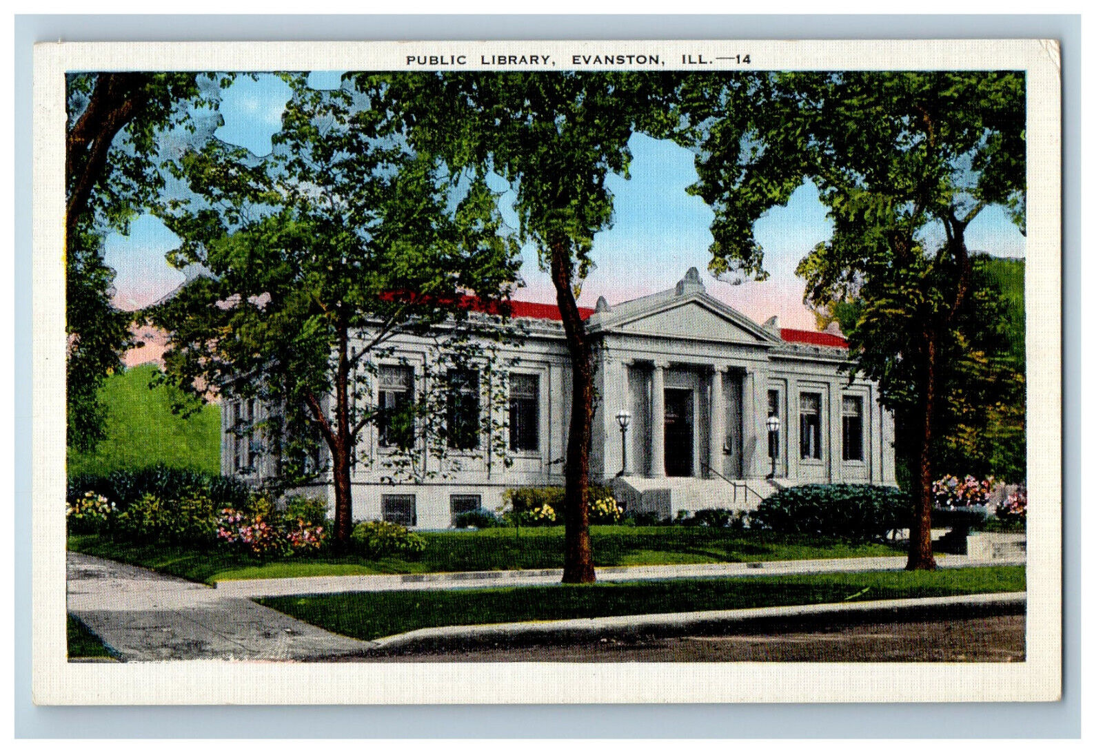 c1930\'s Public Library Evanston Illinois IL Unposted Antique Postcard