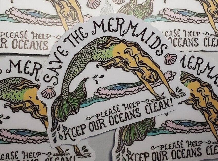 Environmental Stickers SAVE THE MERMAIDS 5 PACK LOT SHIPS  WORLDWIDE 🌐 