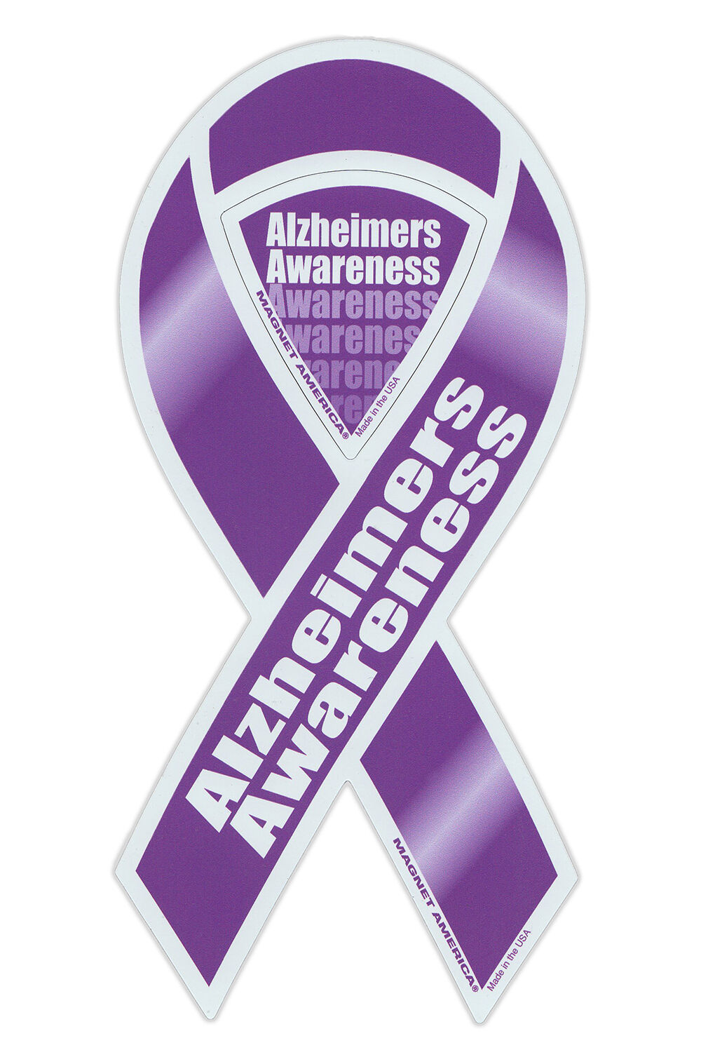 Magnetic Bumper Sticker - Alzheimers Awareness - Ribbon Shaped Support Magnet