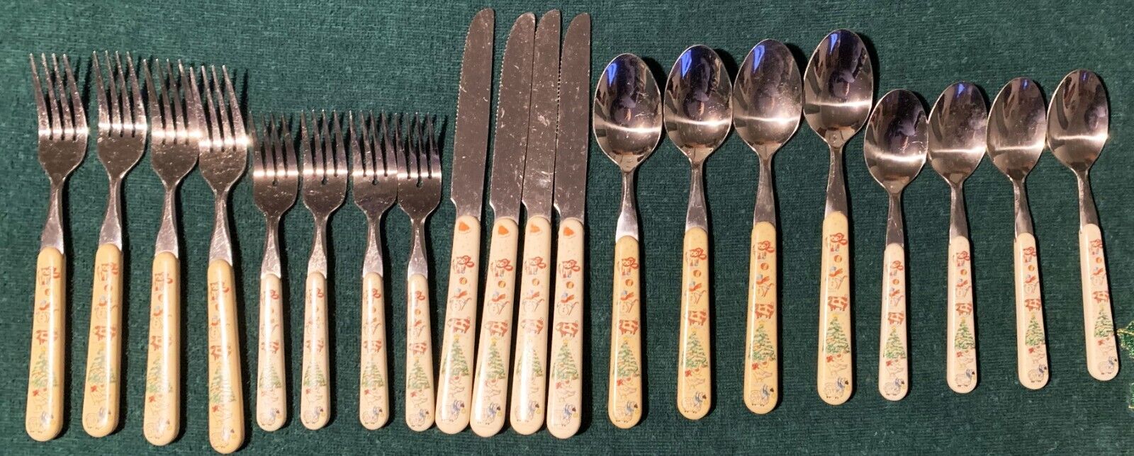 COUNTRY CHRISTMAS Flatware - 20pc. Service for 4 - Vintage - Stainless - Taiwan