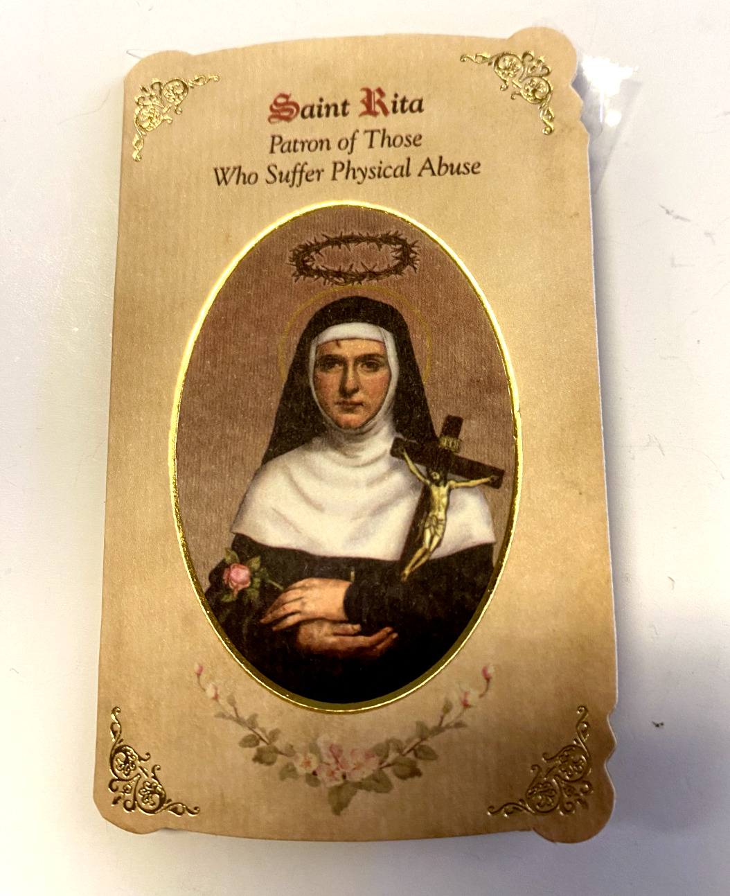 Saint Rita of Cascia Prayer Folder + Medal,  New from Italy