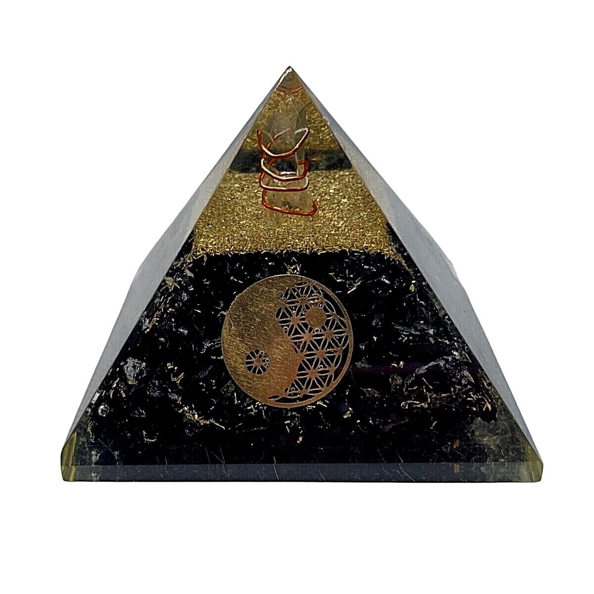 Black Obsidian Orgonite Pyramid Large 60-70 MM Healing Crystal Reiki Chakra Gift