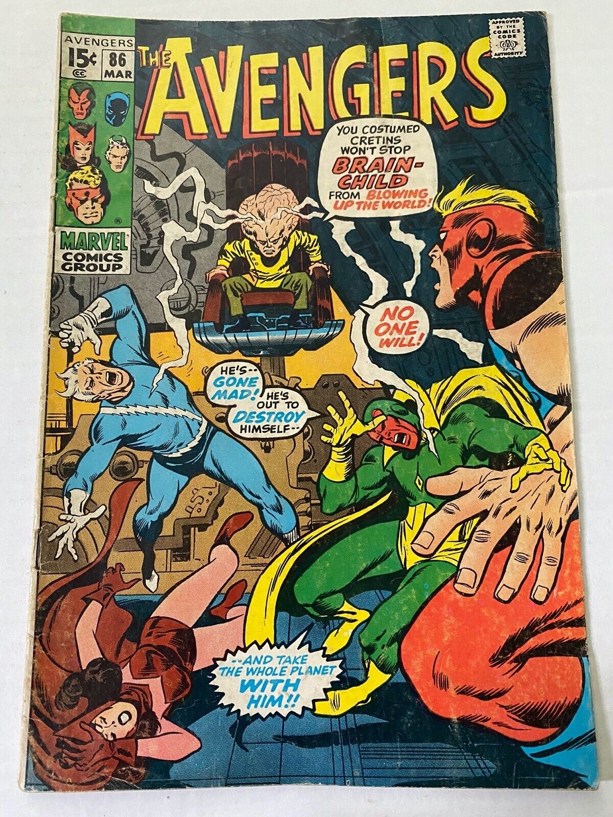 AVENGERS #86 Brain-Child to the Dark Tower Came 1971 J Buscema Cover 15¢ Marvel