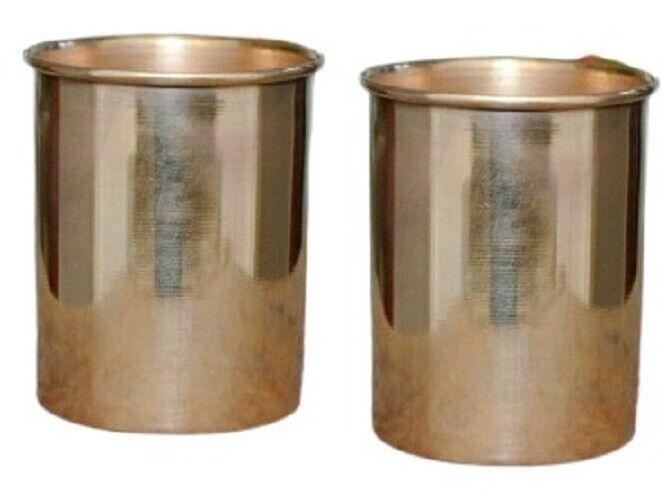 Plain Copper Drinkwere Water Glass Ayurveda Based Supports Good Health Set Of 2