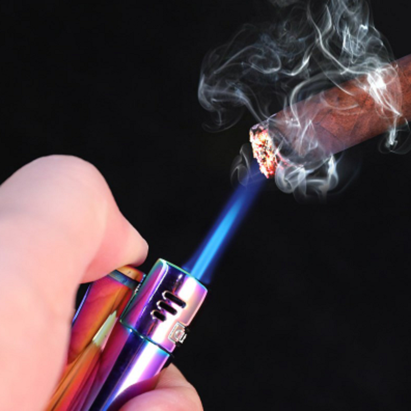 Clipper Refillable Jet Torch Butane Gas Cigarette Cigar Lighter in Rainbow