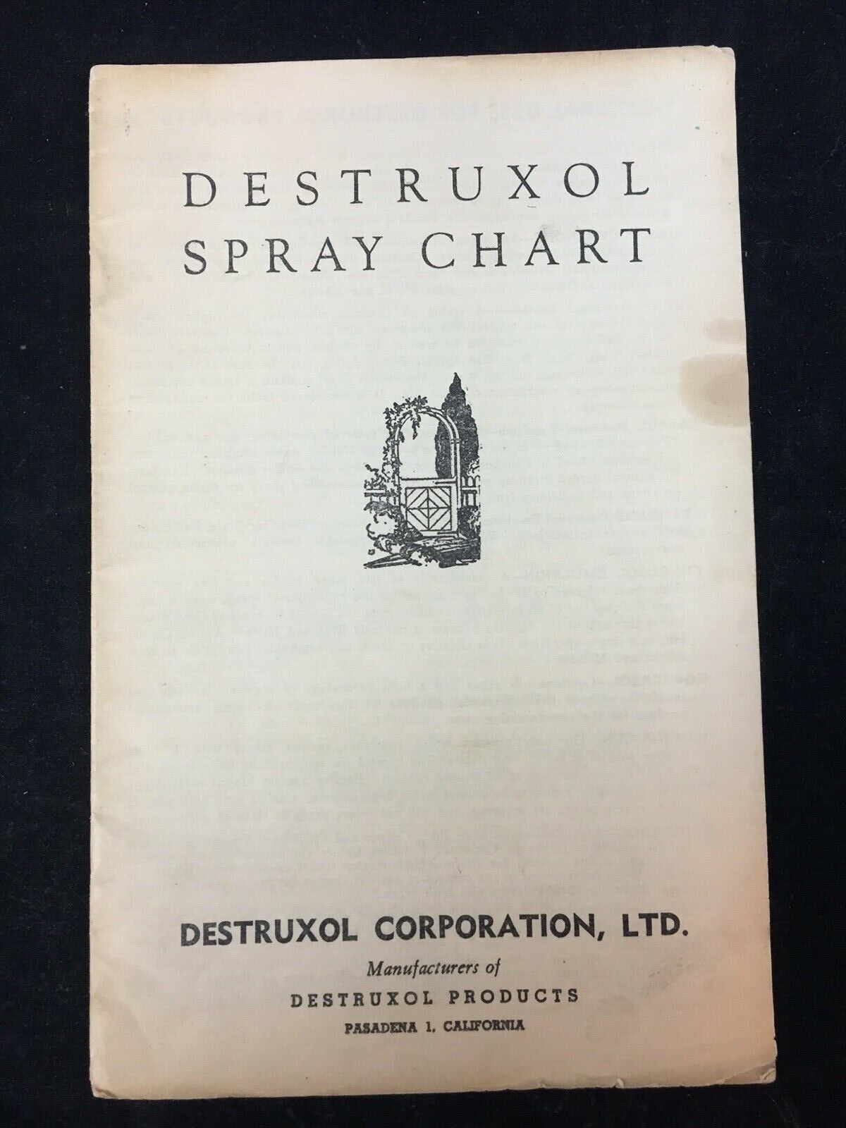 VINTAGE 1950\'S DESTRUXOL NICOTINE/CYANIDE FUMIGATION SPRAY CHART BOOKLET