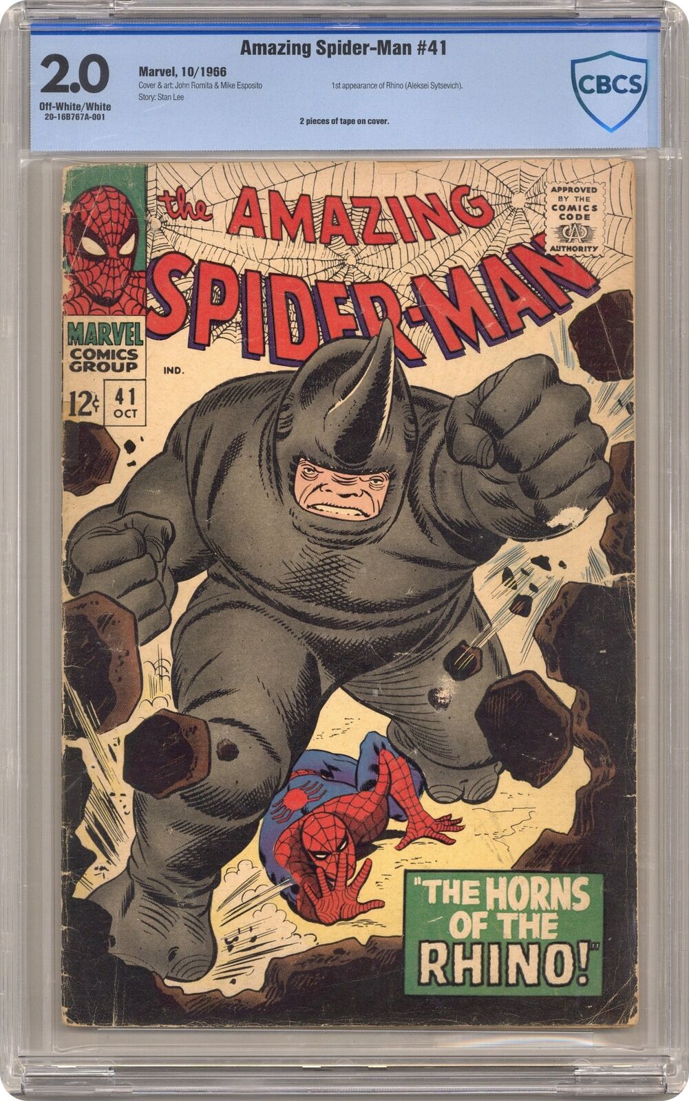Amazing Spider-Man #41 CBCS 2.0 1966 20-16B767A-001 1st app. Rhino