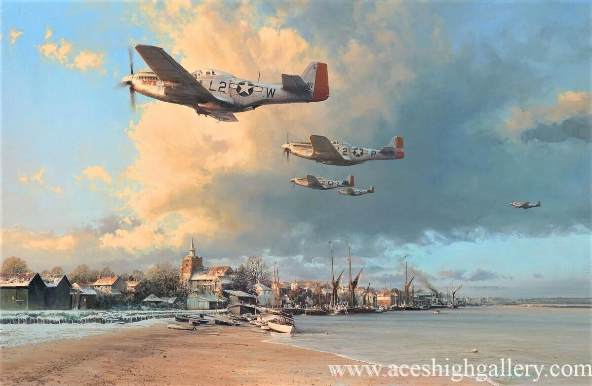 Towards the Home Fires by Robert Taylor art print signed by a WWII Mustang Pilot