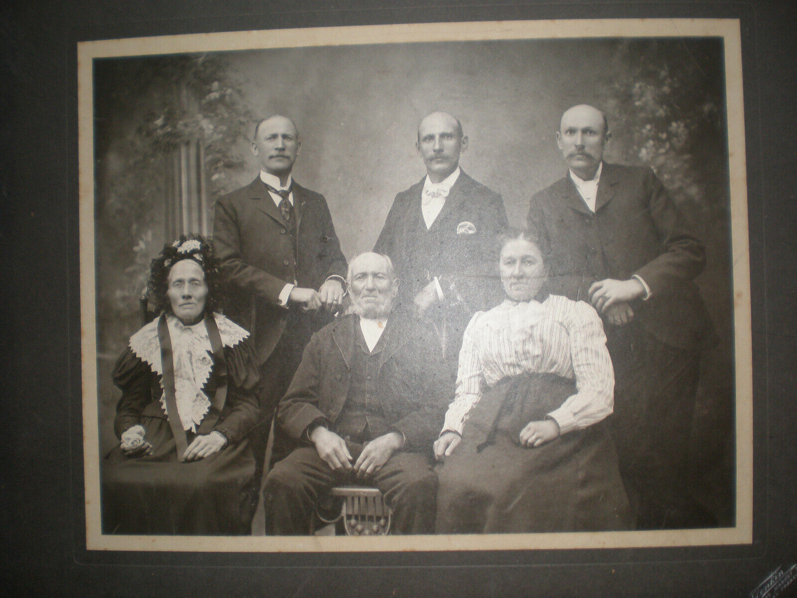 Large Vintage Antique 1900s Family Group Photo Mounted on Cardboard 19