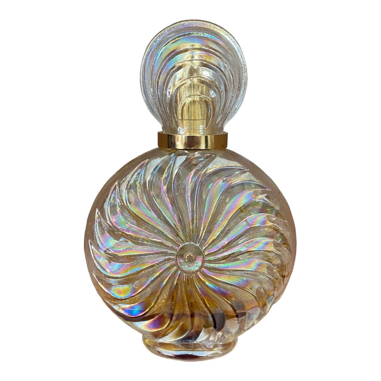 VTG Silvestri Perfume Fragrance Bottle Iridescent Gold Swirl Art Glass Empty