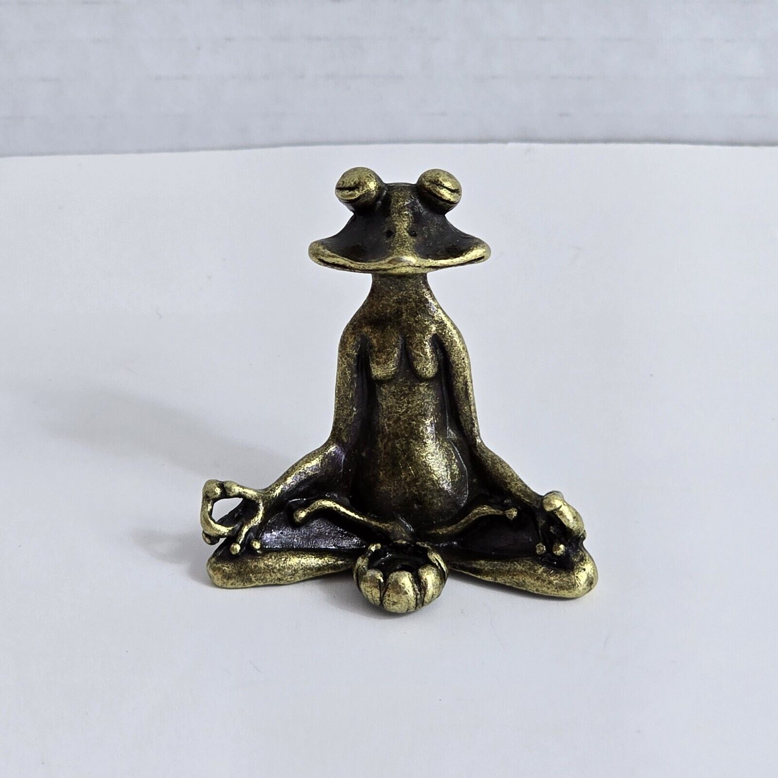 Metal Bronze Meditating Frog Statue Incense Burner Holder Home Décor