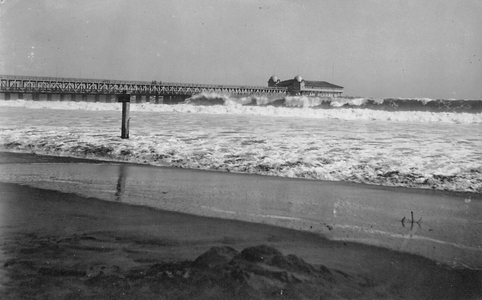RPPC Long Beach California Pier and Surf c1920 Photo Postcard 9492