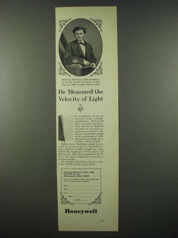 1965 Honeywell Research Ad - Albert A. Michelson