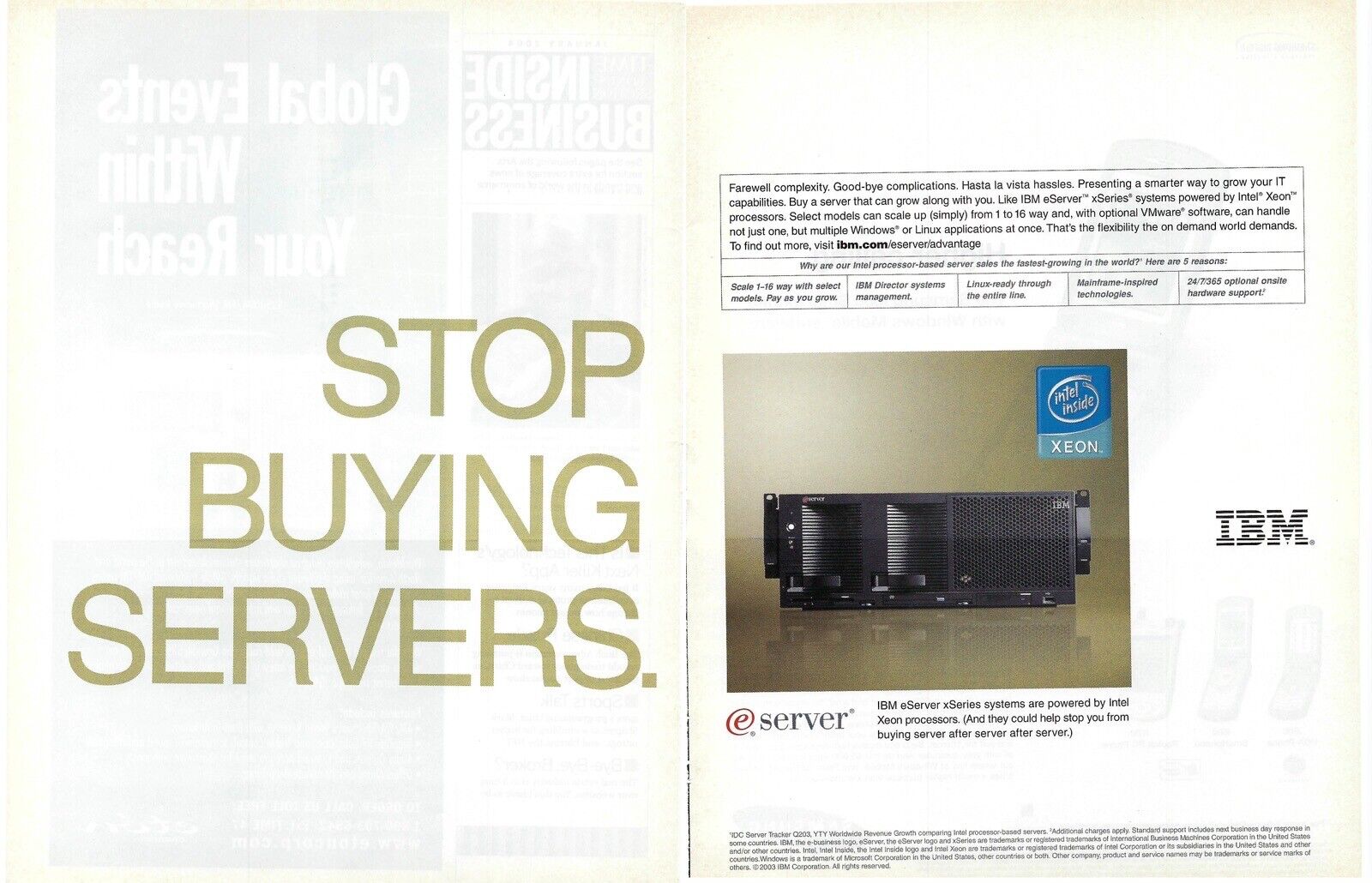 2003 IBM eServer xSeries Systems Servers Intel Xeon Vintage Mag Print Ad/Poster