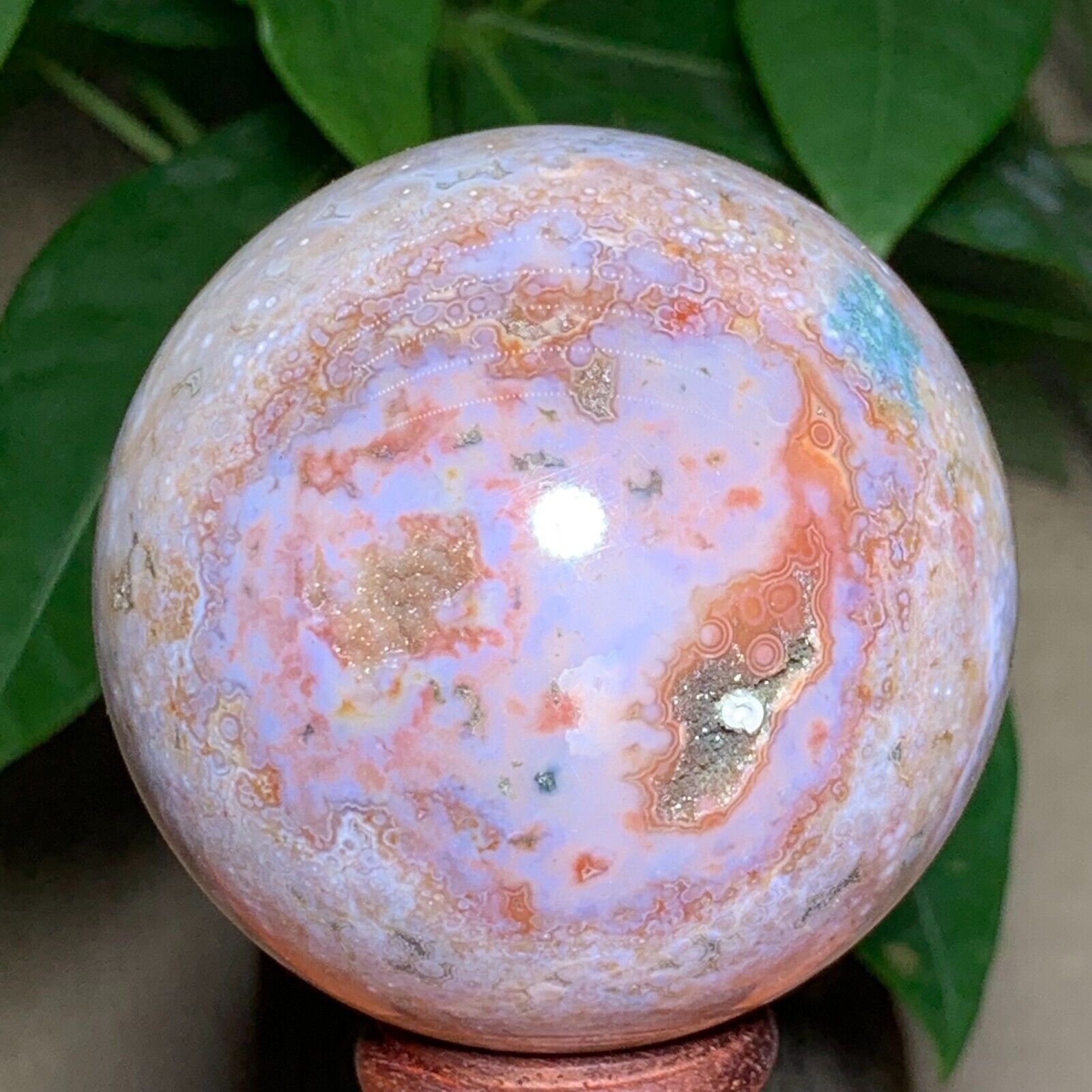 291g Rare Natural Ocean Jasper Sphere Quartz Crystal Ball Reiki Stone