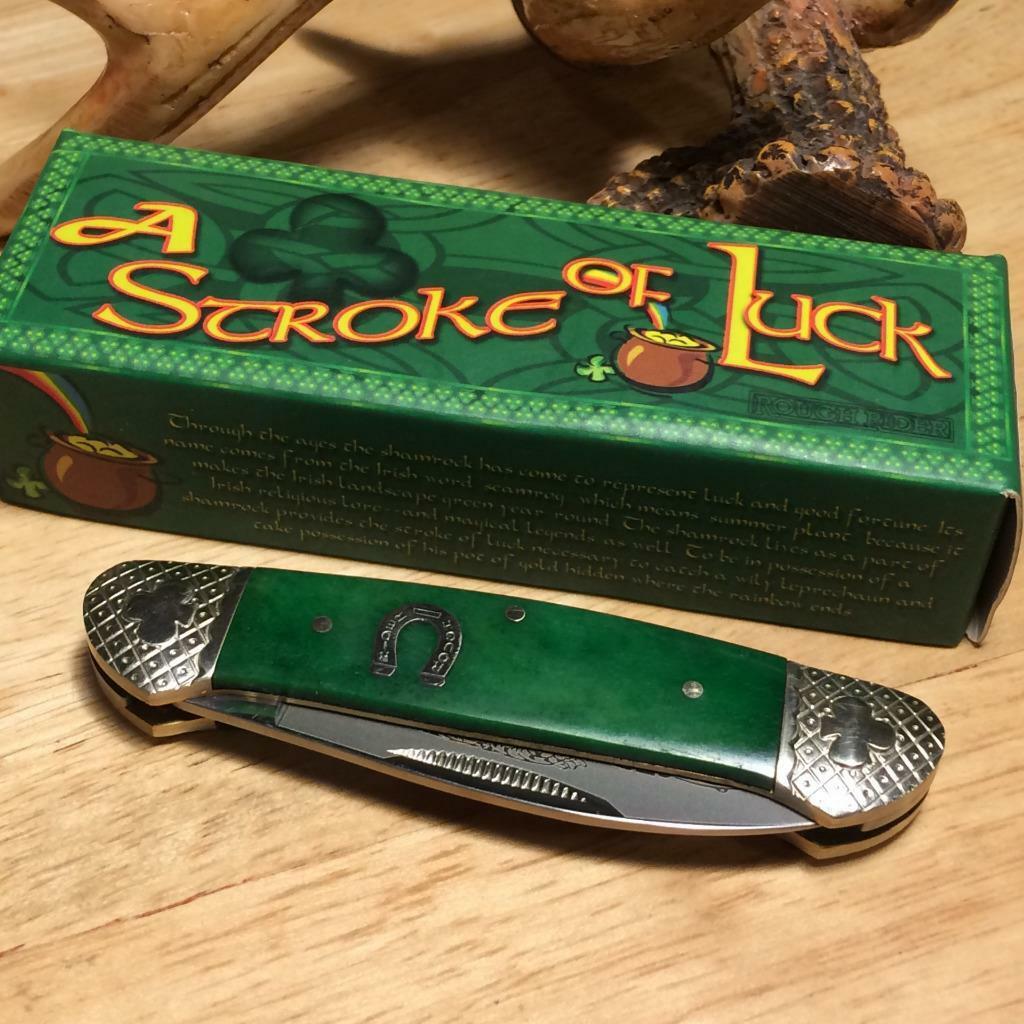 Rough Rider Stroke of Luck Smooth Green Bone Canoe 3 5/8