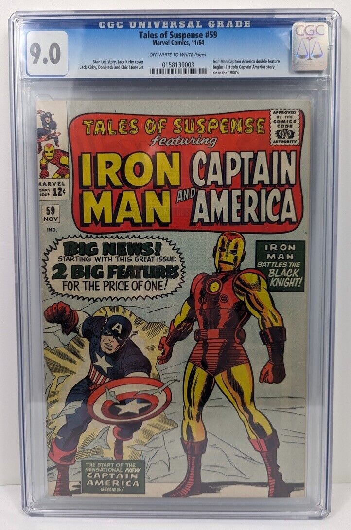 Tales Of Suspense #59 1st SA Cap Solo Story 1st Jarvis CGC 9.0 Marvel 1964