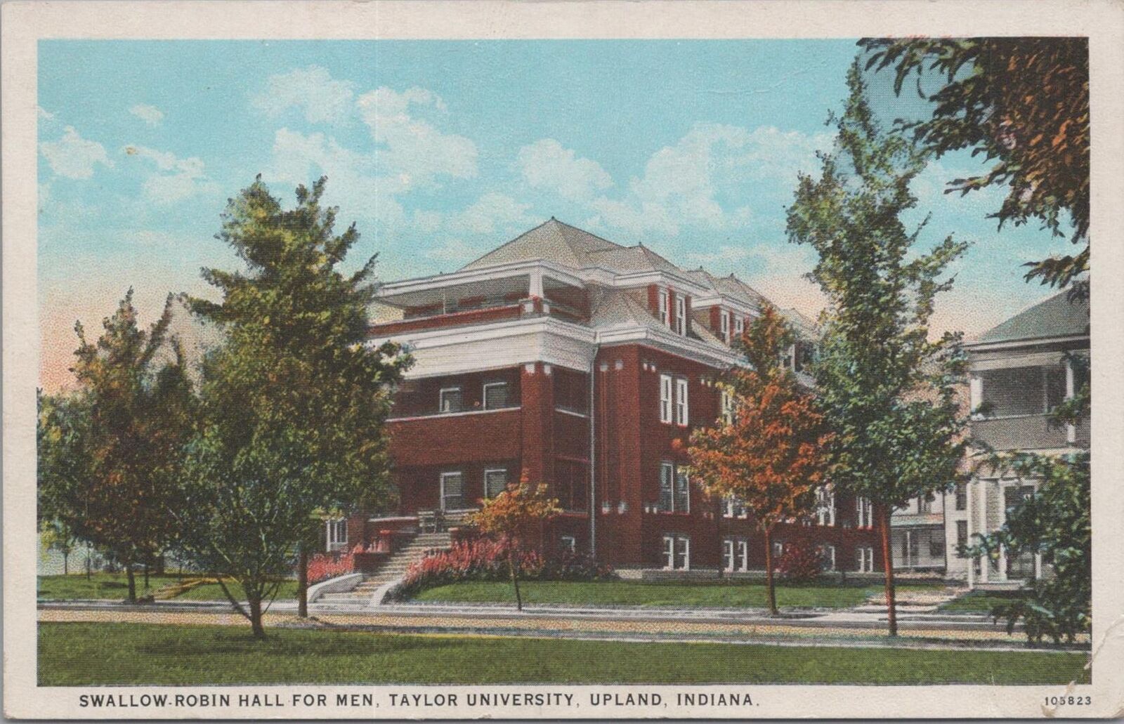 Postcard Swallow Robin Hall For Men Taylor University Upland IN 