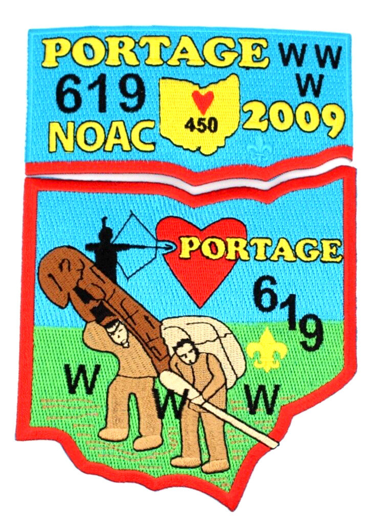 2009 NOAC Portage Lodge 619 Flap Set Heart of Ohio Council Patches OH Boy Scouts