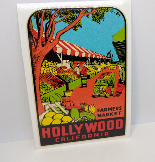 Hollywood California Farmers Market Vintage Style Travel DECAL / Vinyl STICKER