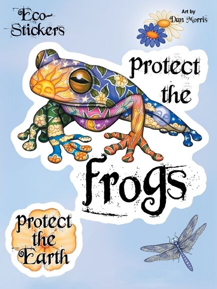 SAVE THE EARTH PSYCHADELIC FROG STICKER/VINYL DECAL SET