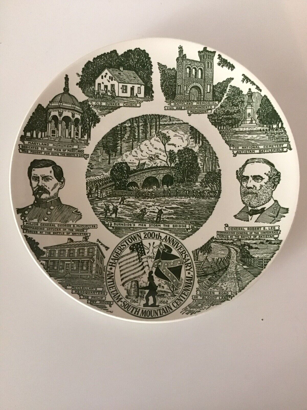 1962 Kettlesprings Kilns 10” Collector Plate Antietam Centennial Civil War