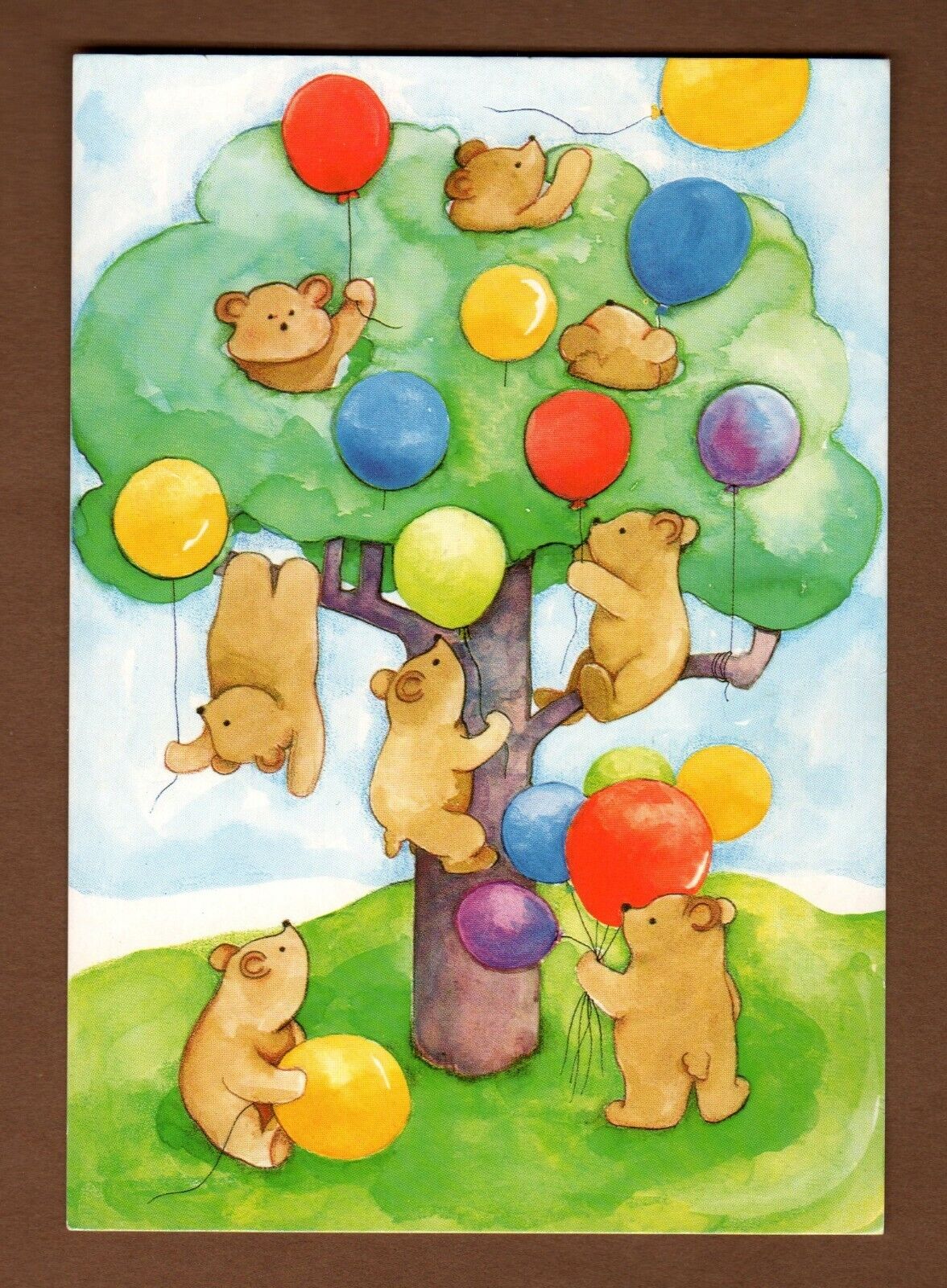 Caspari Birthday Party Invitations, Set of 10 Vintage 1987 Teddy Bears Balloons