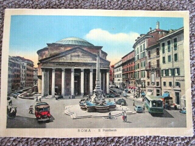 Vintage Roma II Pantheon The Le Das View of the Fountain in Rome ITALY - E6H-29