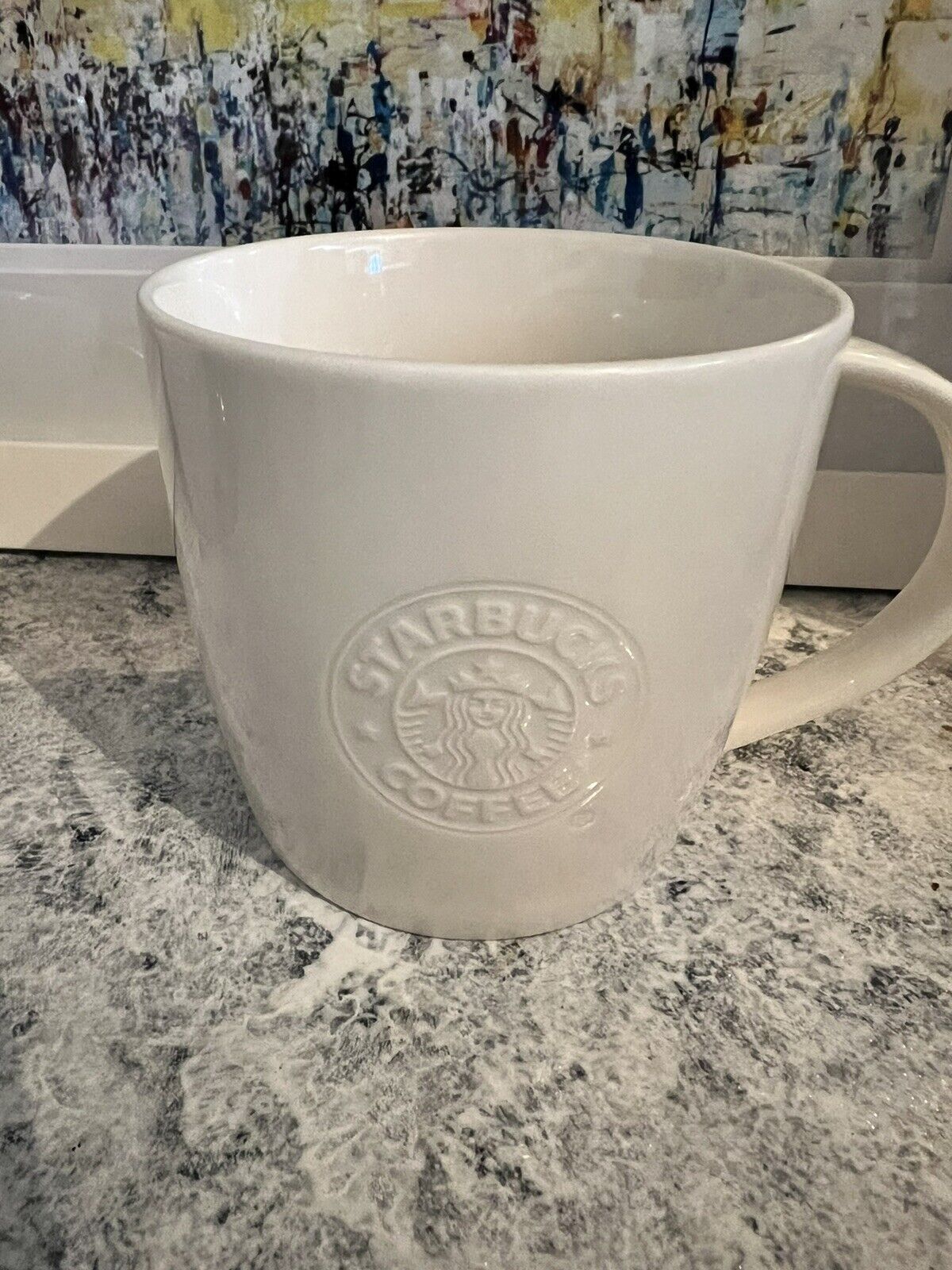 Starbucks 2010 Collectors Coffee Mug Cup White 12 OZ Bone China