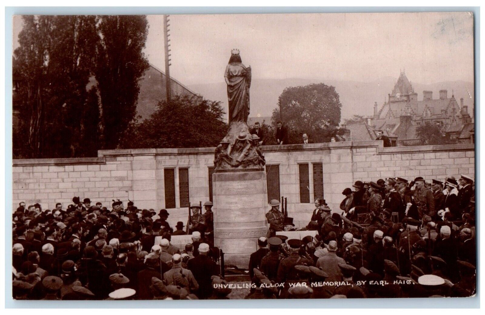 1924 Unveiling War Memorial Earl Haig Alloa Scotland UK RPPC Photo Postcard