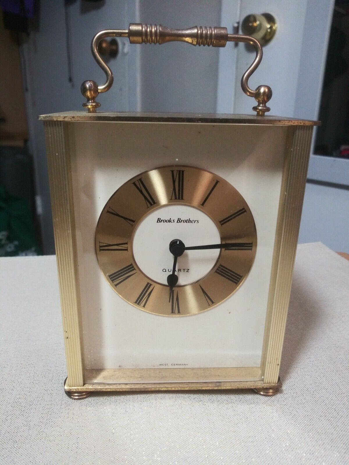 Brooks Brothers Quartz Brass Gold Tone Desk Clock \