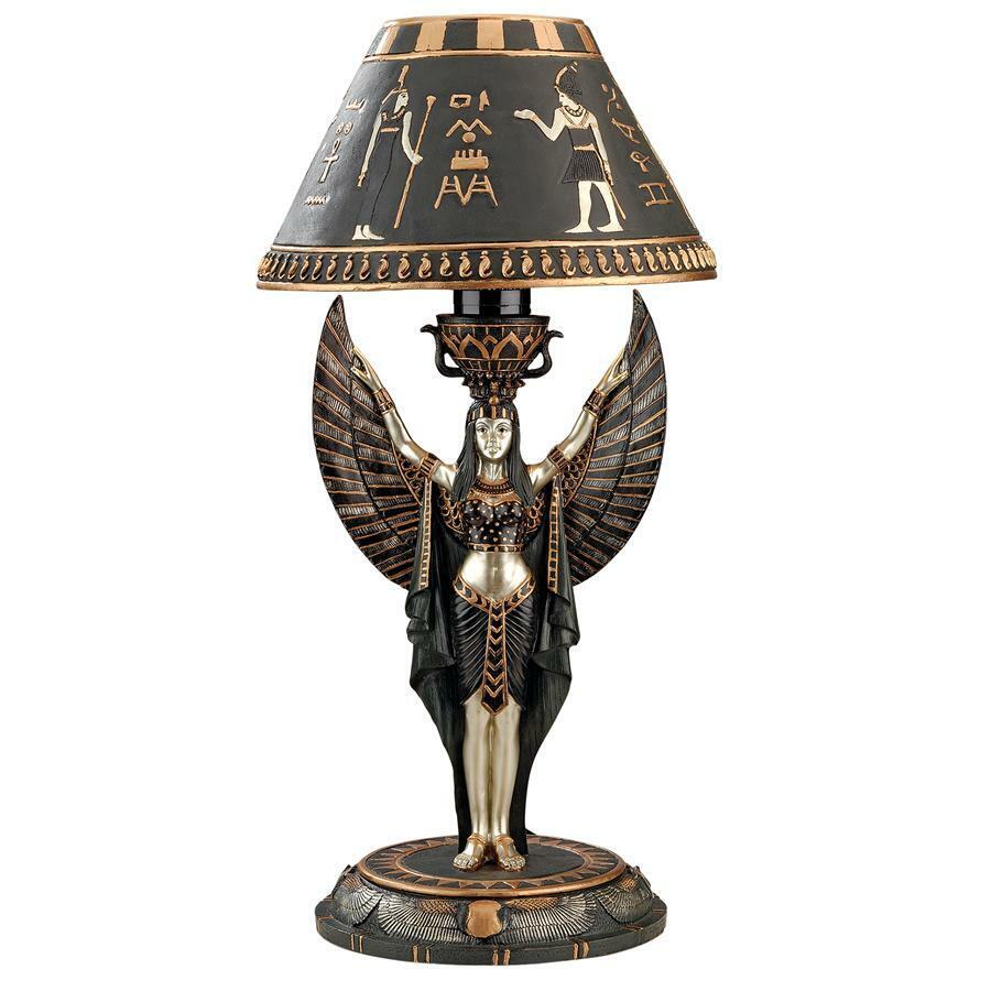 Goddess of Beauty & Power Isis Egyptian 1920s Revival Style Table Desk Lamp
