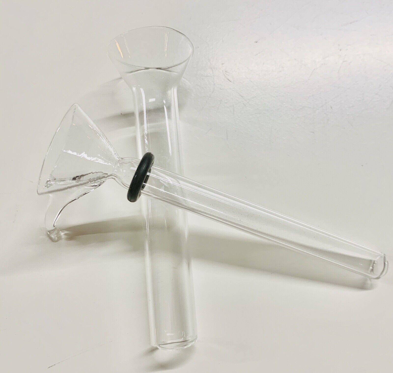 Downstem Glass Slider 8mm Bowl downstem 10mm  Clear 4” Male  (set 2 Pcs )