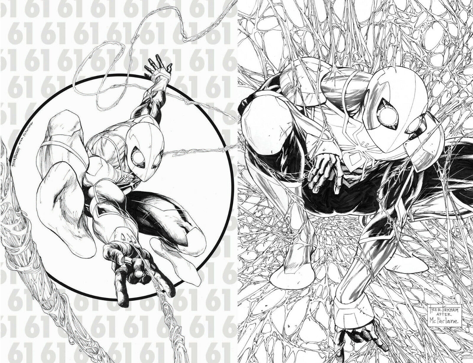Amazing Spider-Man #61 #62 Tyler Kirkham Sketch BW 1 300 Homage Variant Set of 2