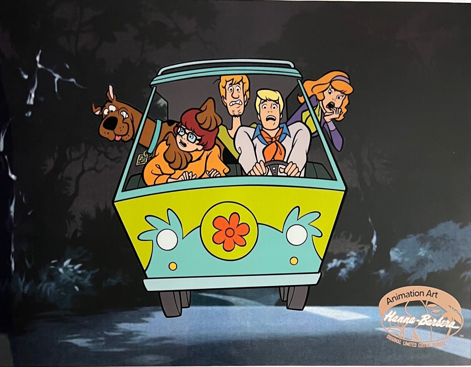 SCOOBY DOO Mystery Machine Sericel Cartoon Animation Art Cel Hanna Barbera 11x14