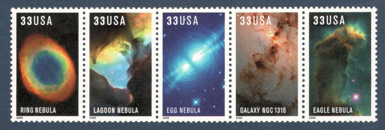 2000 Hubble Space Telescope Images Strip of 5 33c Stamps, Sc# 3384-3388, MNH, OG