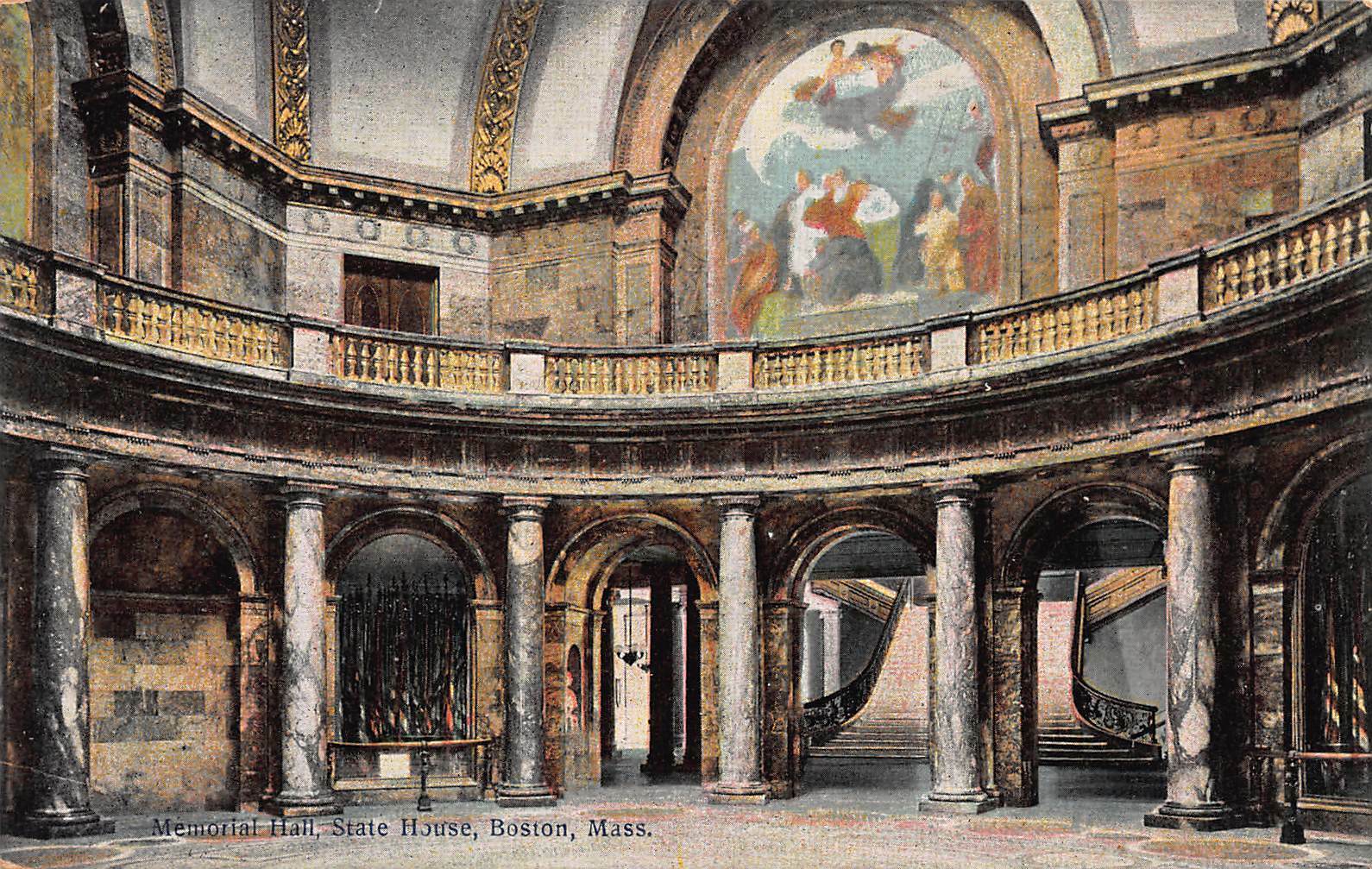 Memorial Hall, State House, Boston, Massachusetts, Early Postcard, Unused 