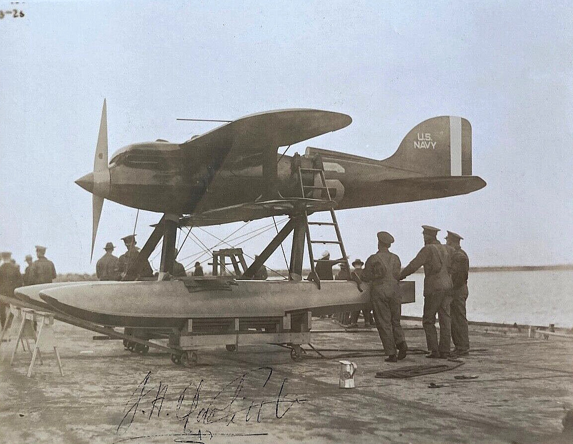 RARE  JIMMY DOOLITTLE AUTOGRAPHED PHOTO OF A U.S. NAVY CURTIS R3C-2 RACER 1925