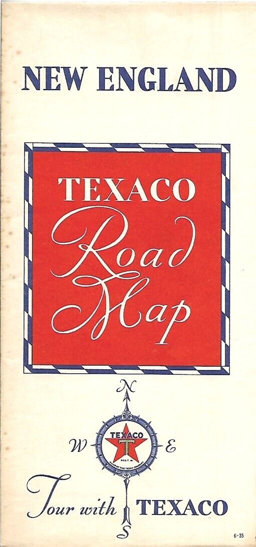 1935 TEXACO Road Map NEW ENGLAND Maine Massachusetts Connecticut New Hampshire