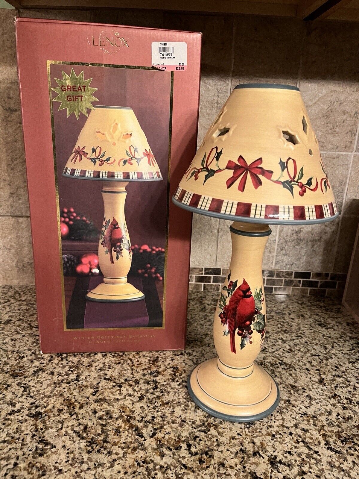 Lenox Winter Greetings Everyday Candlestick Lamp In Box